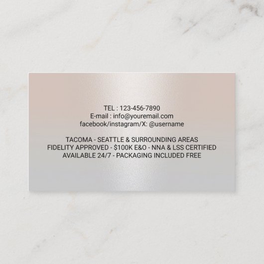 公証人公貸署名業者の写モダン真 名刺 (裏面)