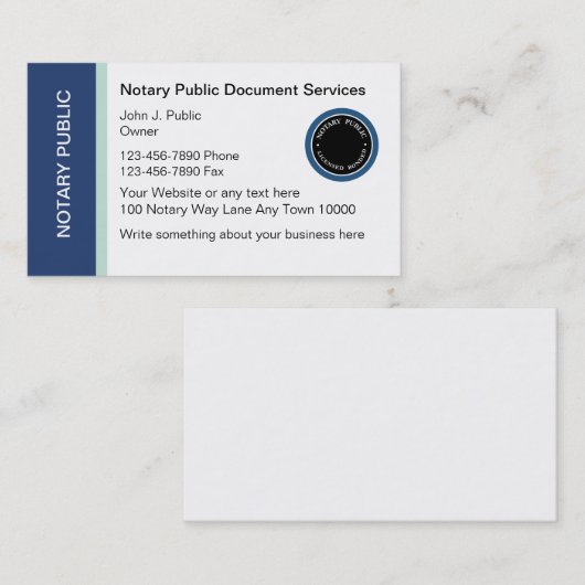 公証人公開名刺 名刺 (正面/裏面)