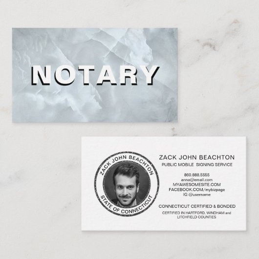 *~*公証人写真はっきりした大理石署名業者 名刺 (正面/裏面)