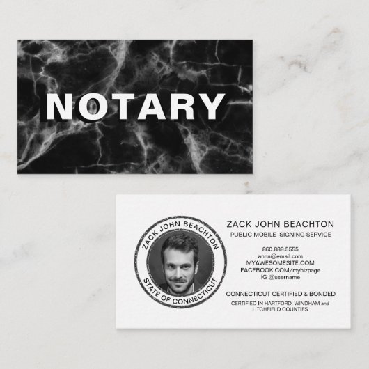 *~*公証人写真はっきりした大理石署名業者 名刺 (正面/裏面)