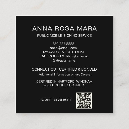 *~*公証人写真メタルアクア調印剤 スクエア名刺 (裏面)