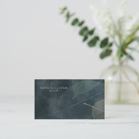 公証人名刺グランジ葉脈 名刺 (スタンド正面)