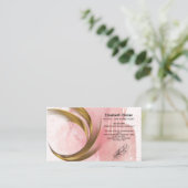 公証人名刺バラピンク金ゴールド旋回デザイン 名刺 (スタンド正面)