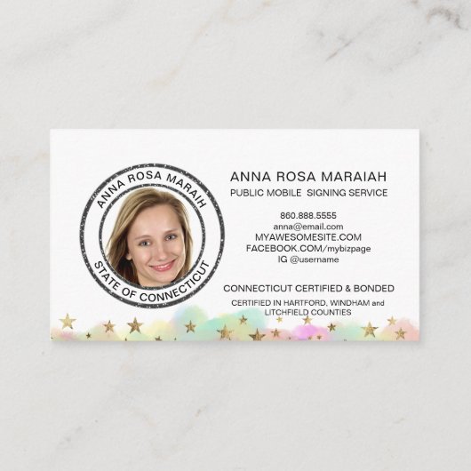 *~*公証人向けフォトペンフェザー署名エージェントスター 名刺 (裏面)