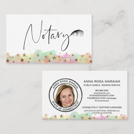 *~*公証人向けフォトペンフェザー署名エージェントスター 名刺 (正面/裏面)