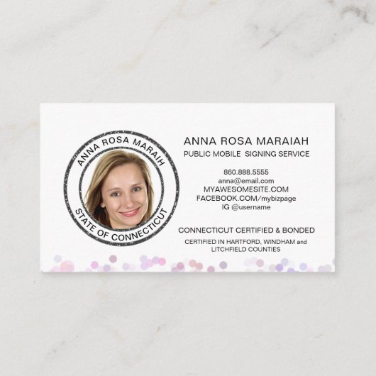 *~*公証人向けペンフェザー署名エージェントの写真 名刺 (裏面)