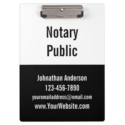 公証人向け白黒プロモーションテンプレート クリップボード (正面)
