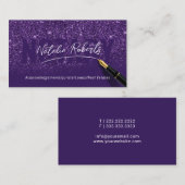 公証人深い紫エレガント署名 名刺 (正面/裏面)