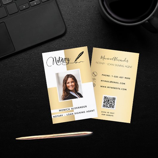 公証人白色金ゴールド写真QRコードローン署名業者 名刺