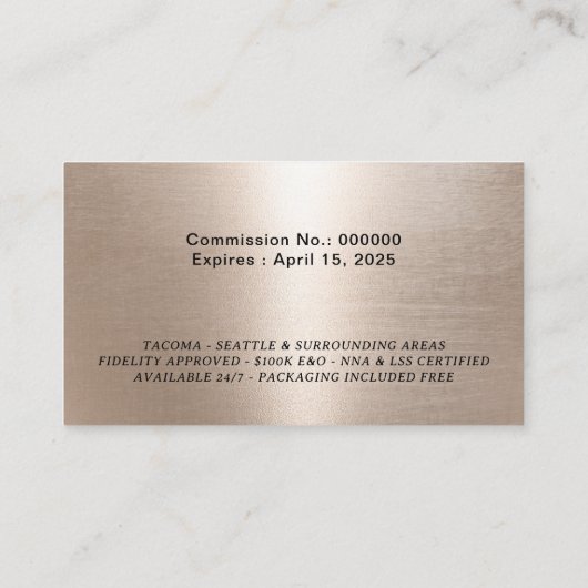 公証人署名エージェモダンントのブラック&金ゴールド写真 名刺 (裏面)