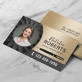 公証人署名エージェモダンントのブラック&金ゴールド写真 名刺