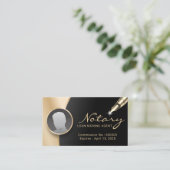 公証人署名エージェモダンントのブラック&金ゴールド写真 名刺 (スタンド正面)