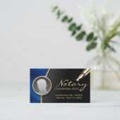 公証人署名エージェモダンントブラック&ブルーフォト 名刺 (スタンド正面)