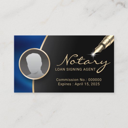 公証人署名エージェモダンントブラック&ブルーフォト 名刺 (正面)