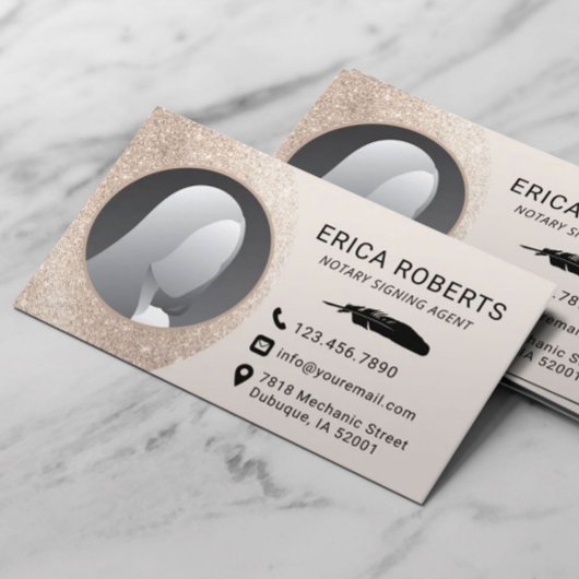 公証人署名エージェントエレガントアイボリー金ゴールド写真 名刺