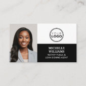 公証人署名エージェントフォトロゴQRコードブラック 名刺 (正面)