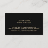 公証人署名エージェントブラック&金ゴールドフローラ写真 名刺 (裏面)