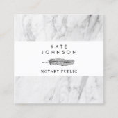 公証人署名エージェント白い大理石のクイルロゴ スクエア名刺 (正面)