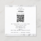 公証人署名エージェント白い大理石のクイルロゴ スクエア名刺 (裏面)