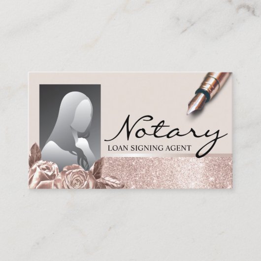 公証人署名エージェント赤面バラ金ゴールドフローラ写真 名刺 (正面)