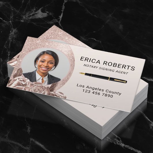 公証人署名エージェント赤面バラ金ゴールドフローラ写真 名刺