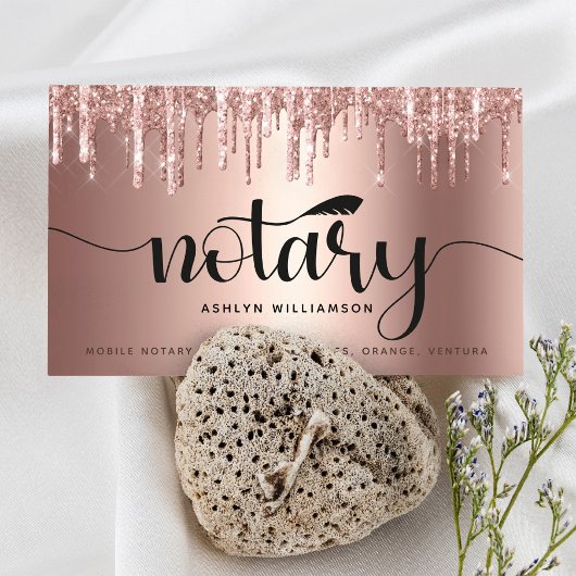 公証人署名エージェントCopper PInkグリッタースクリプト 名刺