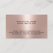 公証人署名代理人ネイビー&バラ金ゴールド写真 名刺 (裏面)