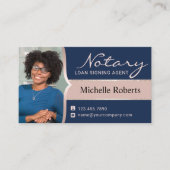 公証人署名代理人ネイビー&バラ金ゴールド写真 名刺 (正面)