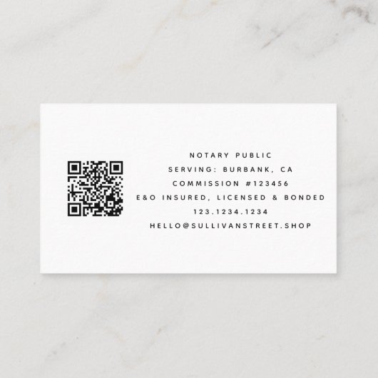 公証人署名代理人バラ金箔QRコード 名刺 (裏面)