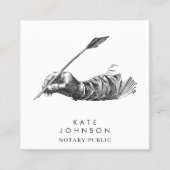 公証人署名代理人フェザーヴィンテージクイルQRコード スクエア名刺 (正面)