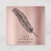 公証人署名代理人フェザーQuillバラ金ゴールド スクエア名刺 (正面)