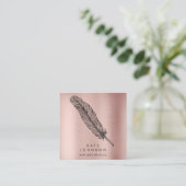 公証人署名代理人フェザーQuillバラ金ゴールド スクエア名刺 (スタンド正面)