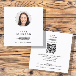 公証人署名代理人フェザーQuillロゴの写真 スクエア名刺