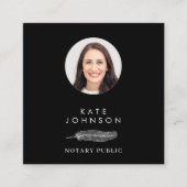 公証人署名代理人フェザーQuillロゴの写真 スクエア名刺 (正面)