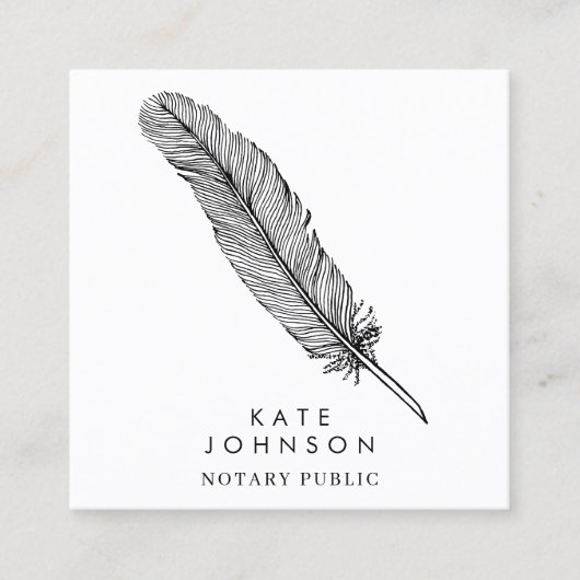 公証人署名代理人フェザーQuill QRコード スクエア名刺 (正面)