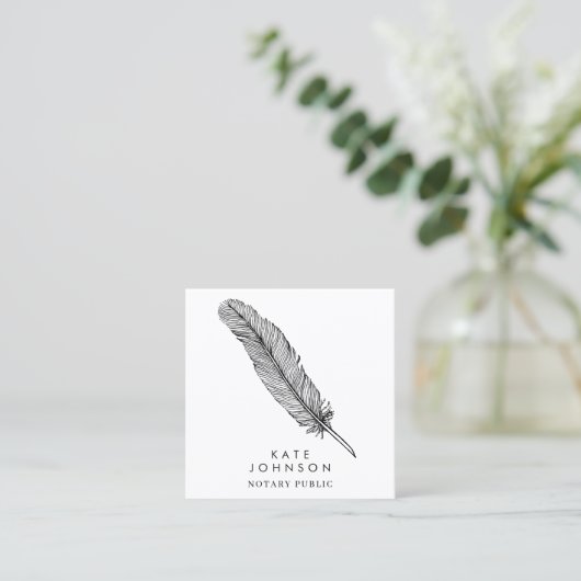 公証人署名代理人フェザーQuill QRコード スクエア名刺 (スタンド正面)