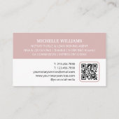 公証人署名代理人フォトロゴQRコードほこりっぽいピンク 名刺 (裏面)