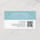 公証人署名代理人フォトロゴQRコードターコイズ 名刺 (裏面)