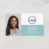 公証人署名代理人フォトロゴQRコードターコイズ 名刺 (正面)