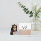 公証人署名代理人フォトロゴQRコードベージュ 名刺 (スタンド正面)