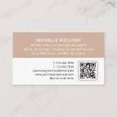 公証人署名代理人フォトロゴQRコードベージュ 名刺 (裏面)