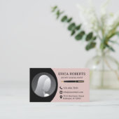 公証人署名代理人プレーンブラック&ピンクフォト 名刺 (スタンド正面)