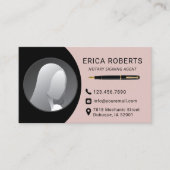 公証人署名代理人プレーンブラック&ピンクフォト 名刺 (正面)