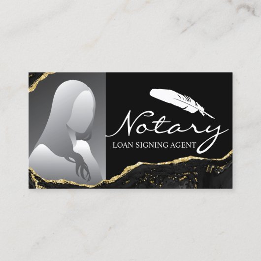 公証人署名代理人モダンブラック金ゴールド瑪瑙の写真 名刺 (正面)
