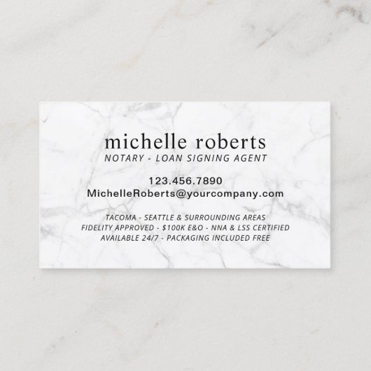 公証人署名代理人モダン大理石瑪瑙の写真 名刺 (裏面)