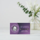 公証人署名代理人モダン深い紫の写真 名刺 (スタンド正面)