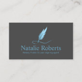 公証人署名用エージェントのライトブルーのクイルのロゴ 名刺 (正面)