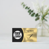 公証人認証エージェントのブラック&金ゴールド – ロゴ 名刺 (スタンド正面)
