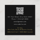 公証人調印剤羽毛クイルペンブラック金ゴールド スクエア名刺 (裏面)