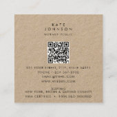 公証人調印剤羽毛クイル素朴クラフト スクエア名刺 (裏面)